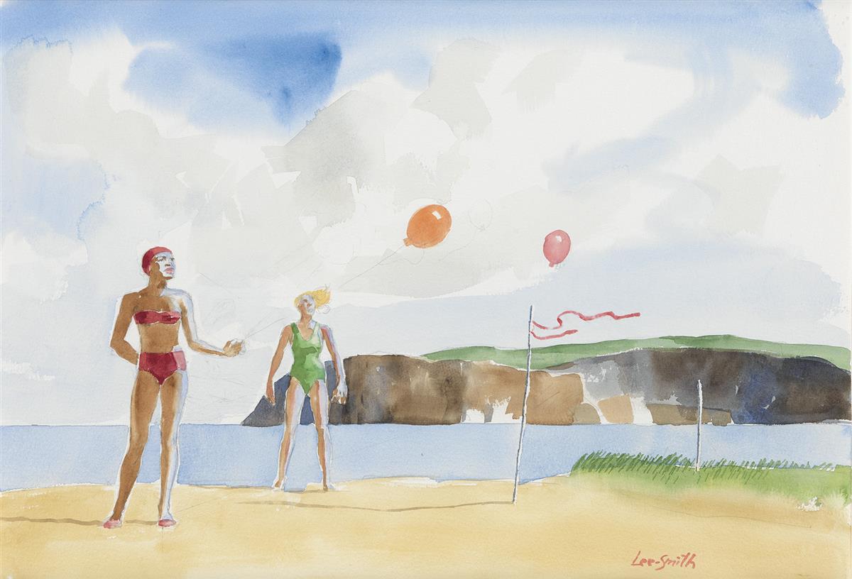 HUGHIE LEE-SMITH (1915 - 1999) Untitled (Two Women Bathers, Beach and Ballloons).